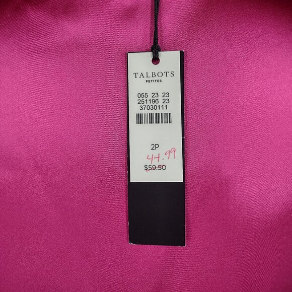 NWT Talbots pink 100% Silk sleeveless shell top tank ladies size 2 Petite - Picture 5 of 9